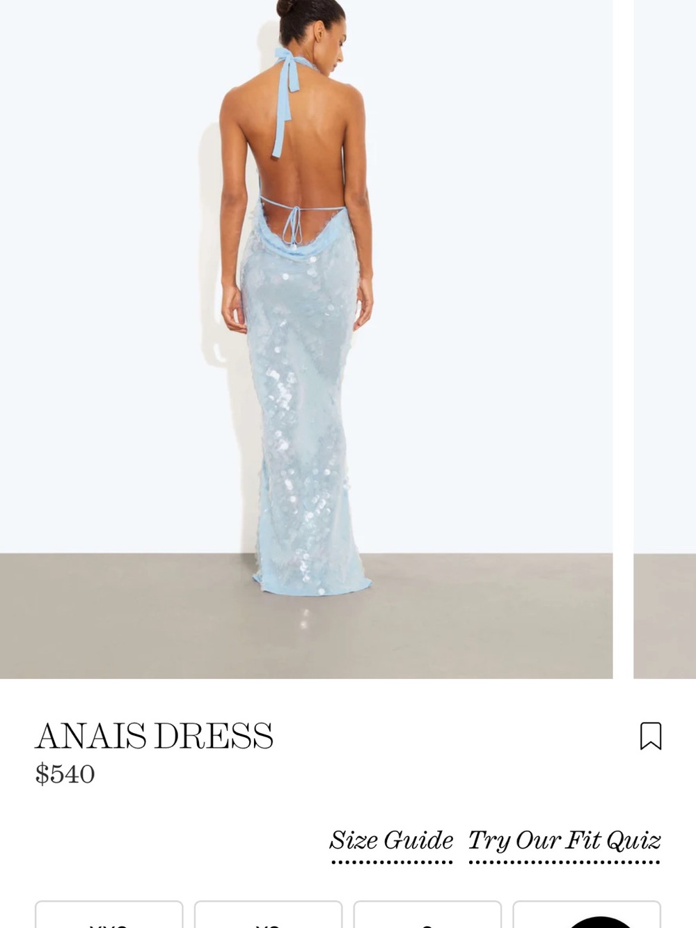 Rat & Boa Pale Blue Sequin Backless Halter Gown